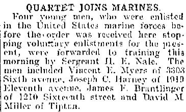 Altoona PA WWI Marine Corp Enlistees