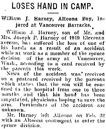 William J. Harney Altoona PA WWI
