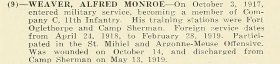 ALFRED MONROE WEAVER WWI Veteran