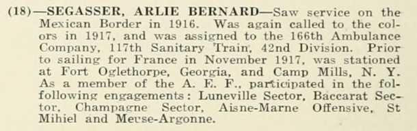ARLIE BERNARD SEGASSER WWI Veteran
