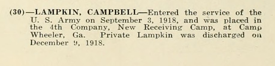CAMPBELL LAMPKIN WWI Veteran