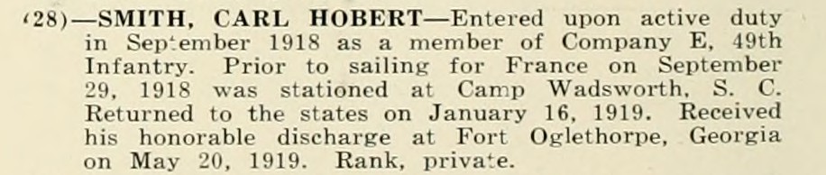 CARL HOBERT SMITH WWI Veteran