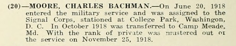 CHARLES BACHMAN MOORE WWI Veteran