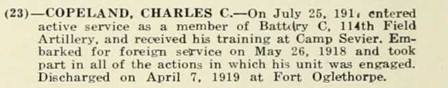 CHARLES C COPELAND WWI Veteran