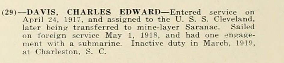 CHARLES EDWARD DAVIS WWI Veteran