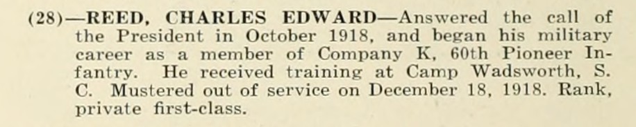 CHARLES EDWARD REED WWI Veteran