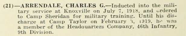 CHARLES G ARRENDALE WWI Veteran