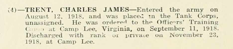 CHARLES JAMES TRENT WWI Veteran