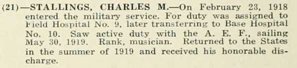 CHARLES M STALLINGS WWI Veteran