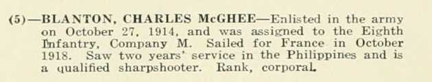 CHARLES McGHEE BLANTON WWI Veteran