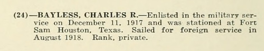 CHARLES R BAYLESS WWI Veteran