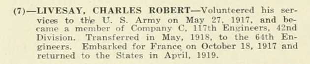 CHARLES ROBERT LIVESAY WWI Veteran