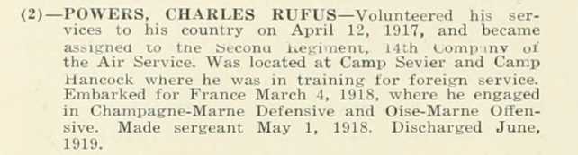 CHARLES RUFUS POWERS WWI Veteran