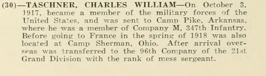 CHARLES WILLIAM TASCHNER WWI Veteran