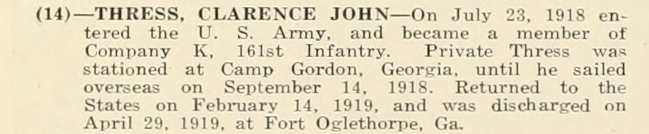CLARENCE JOHN THRESS WWI Veteran