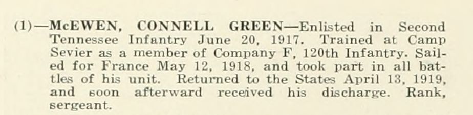 CONNELL GREEN McEWEN WWI Veteran