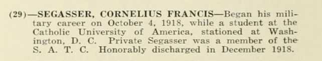 CORNELIUS FRANCIS SEGASSER WWI Veteran