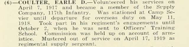 EARLE D COULTER WWI Veteran