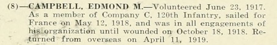 EDMOND M CAMPBELL WWI Veteran