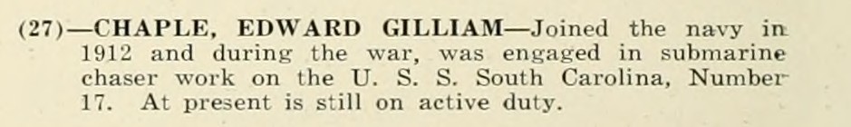 EDWARD GILLIAM CHAPLE WWI Veteran