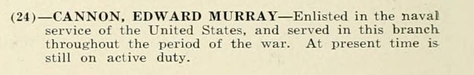 EDWARD MURRAY CANNON WWI Veteran