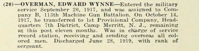EDWARD WYNNE OVERMAN WWI Veteran