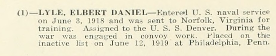 ELBERT DANIEL LYLE WWI Veteran