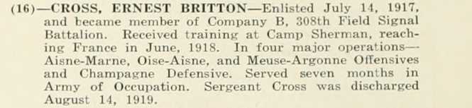 ERNEST BRITTON CROSS WWI Veteran