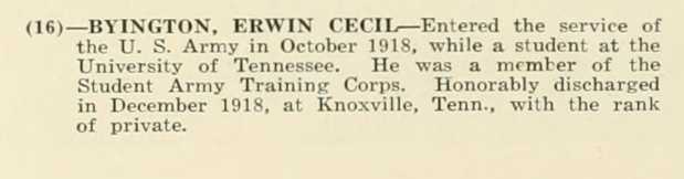 ERWIN CECIL BYINGTON WWI Veteran