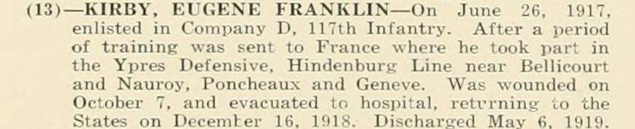 EUGENE FRANKLIN KIRBY WWI Veteran