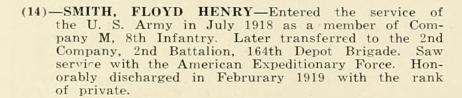 FLOYD HENRY SMITH WWI Veteran