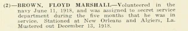 FLOYD MARSHALL BROWN WWI Veteran