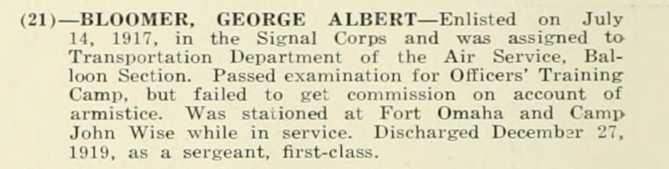 GEORGE ALBERT BLOOMER WWI Veteran