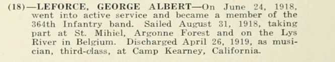GEORGE ALBERT LEFORCE WWI Veteran