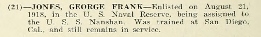 GEORGE FRANK JONES WWI Veteran