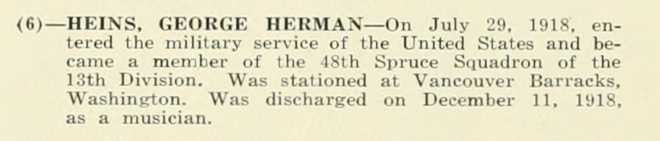 GEORGE HERMAN HEINS WWI Veteran