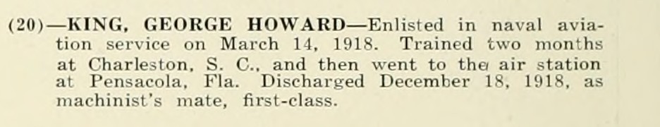 GEORGE HOWARD KING WWI Veteran