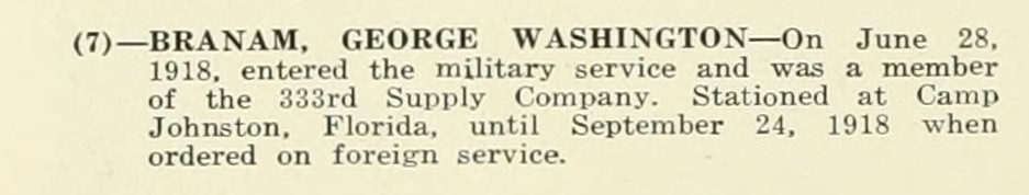 GEORGE WASHINGTON BRANAM WWI Veteran