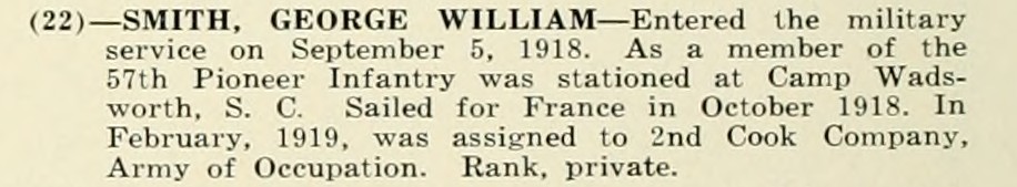 GEORGE WILLIAM SMITH WWI Veteran