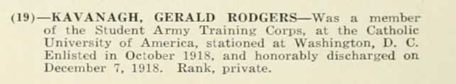 GERALD RODGERS KAVANAGH WWI Veteran