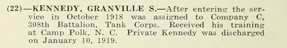 GRANVILLE S KENNEDY WWI Veteran