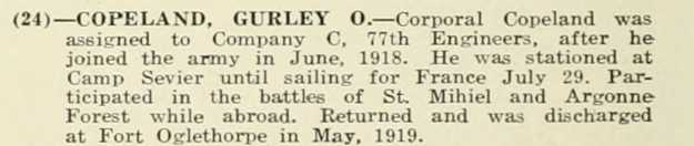 GURLEY O COPELAND WWI Veteran