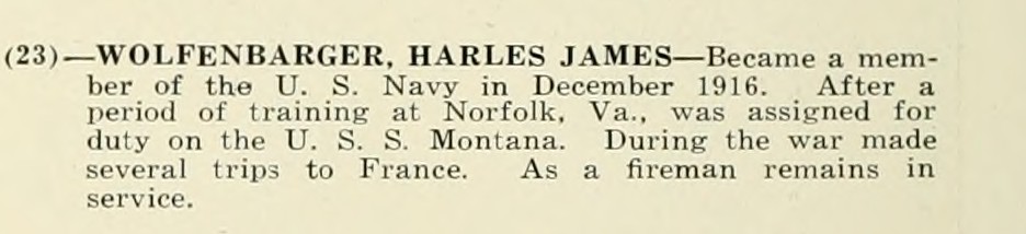 HARLES JAMES WOLFENBARGER WWI Veteran