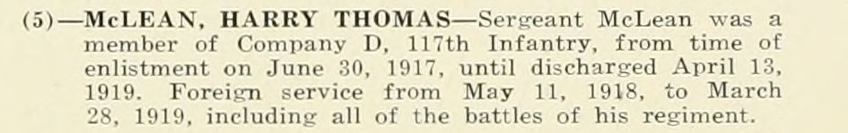 HARRY THOMAS McLEAN WWI Veteran