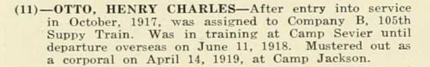 HENRY CHARLES OTTO WWI Veteran