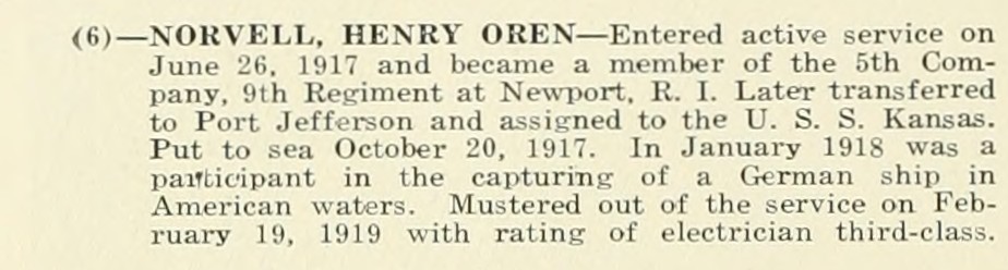 HENRY OREN NORVELL WWI Veteran