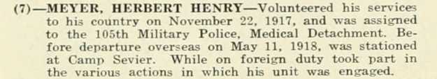 HERBERT HENRY MEYER WWI Veteran