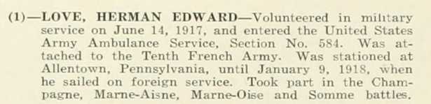 HERMAN EDWARD LOVE WWI Veteran
