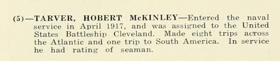 HOBERT McKINLEY TARVER WWI Veteran