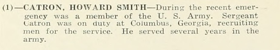 HOWARD SMITH CATRON WWI Veteran